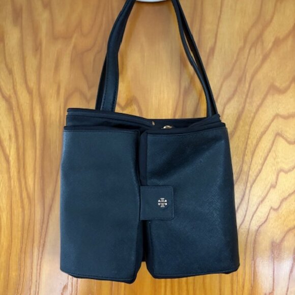 Tory Burch Nylon & Saffiano Leather Packable Travel Zip Tote - Black - Large - Picture 4 of 5